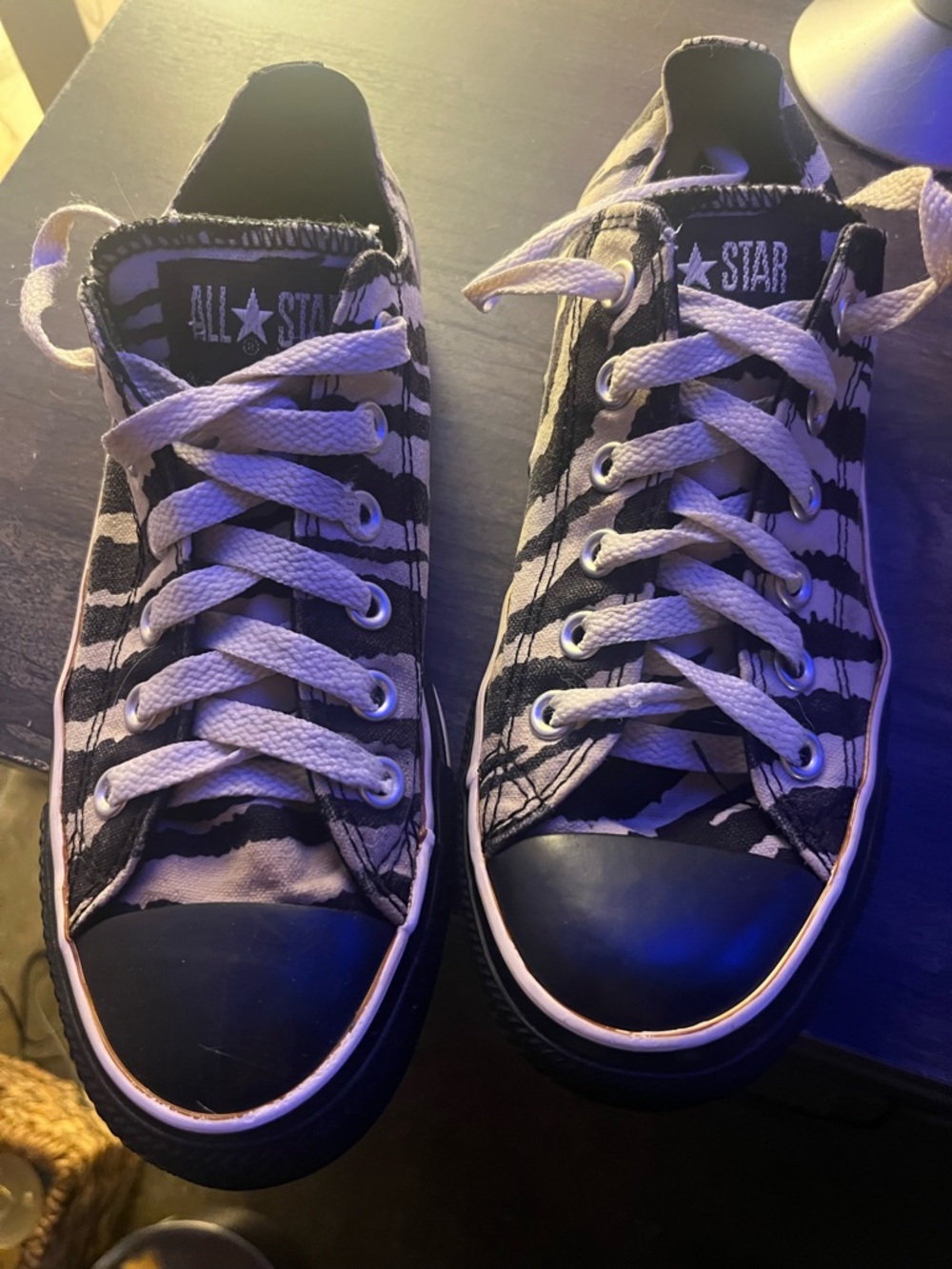 Converse Zebra-Print Black & White Low Top Sneakers